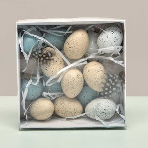 Feather Eggs with Ribbon Hanger - 18