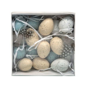 Feather Eggs with Ribbon Hanger - 18