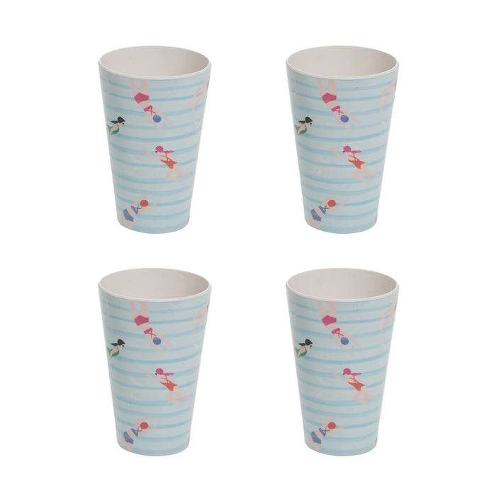 Bamboo Swim Print Cups Set of 4