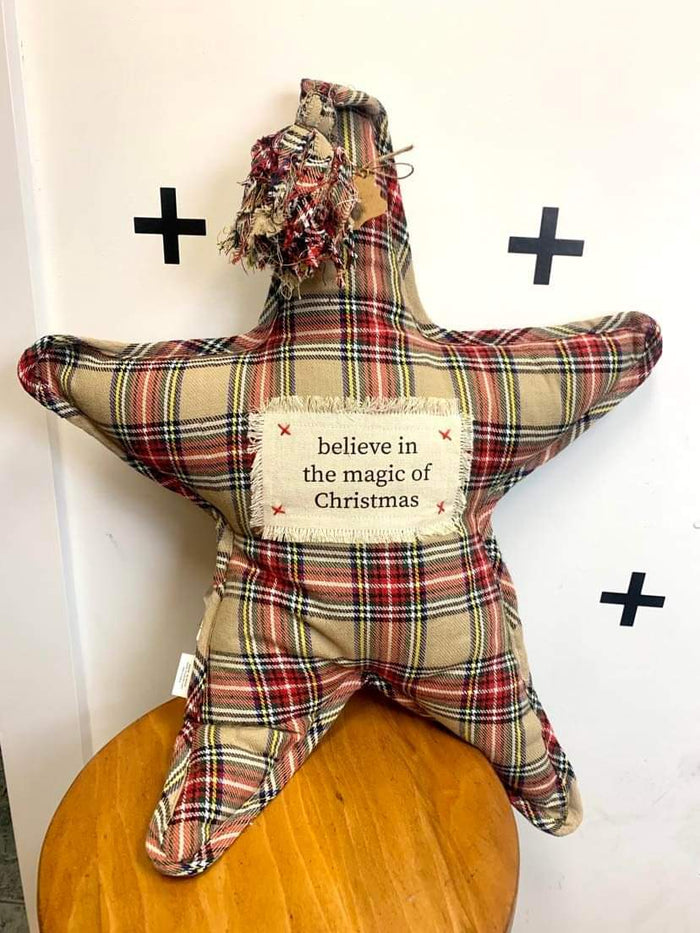 Plaid Christmas Star Pillow